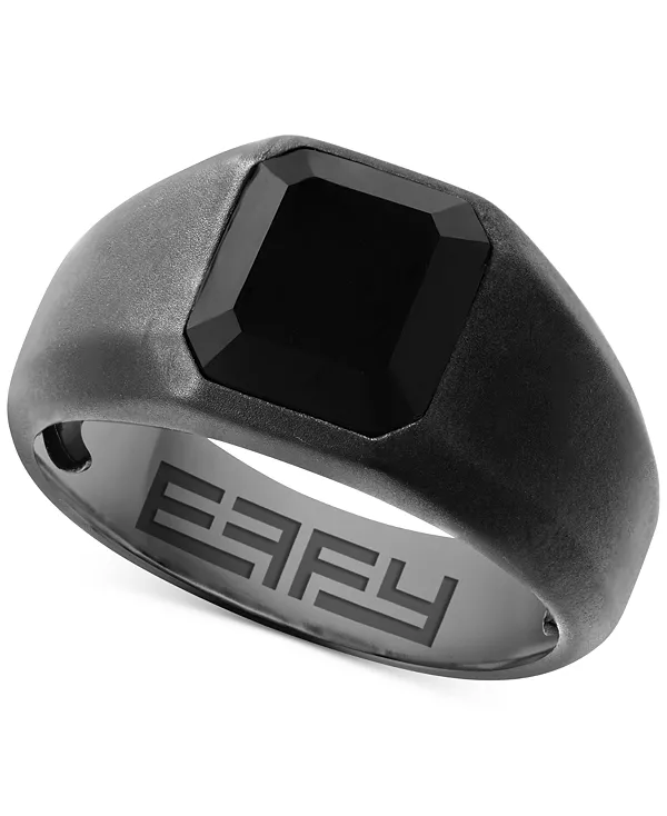 

Мужское кольцо Effy с ониксом-солитером из стерлингового серебра с черным родиевым покрытием Effy Collection, silver