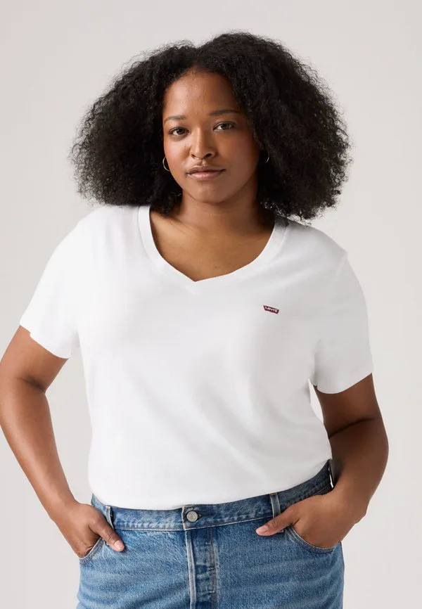 Идеальная футболка с v-образным вырезом, базовая футболка. Levi'S Plus, Bright White — фото 3