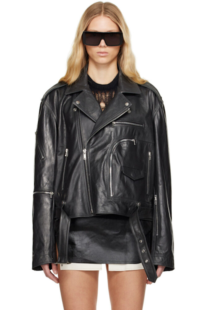 

Черная укороченная куртка Humbo Bauhaus Stooges из кожи Hollywood Rick Owens