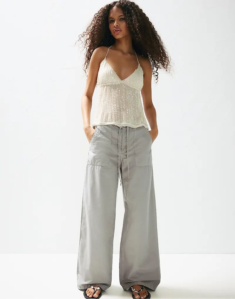 

Брюки-мешки Pull&Bear Poplin серого цвета