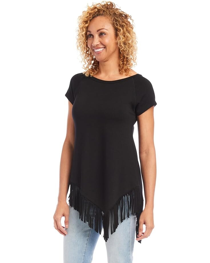 

Топ Karen Kane Angled Fringe Top, черный