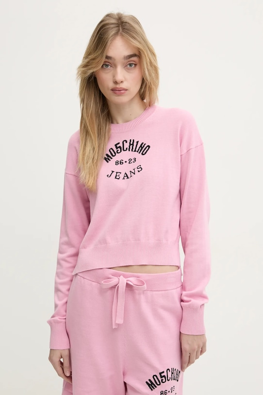 

Хлопковый свитер Moschino Jeans, розовый