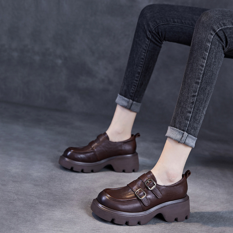 Devanro Женские лоферы черно-коричневые, цвет Dark Brown — фото 3