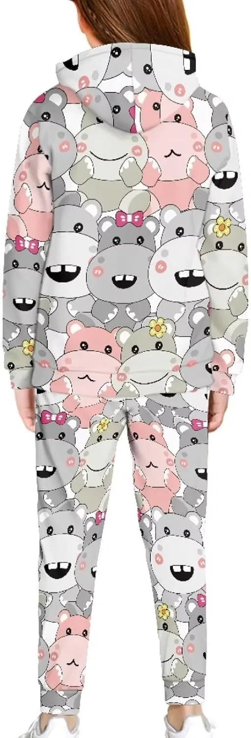 Детский спортивный костюм из толстовки и джоггеров YECARYPOD, Cartoon Hippo — фото 2