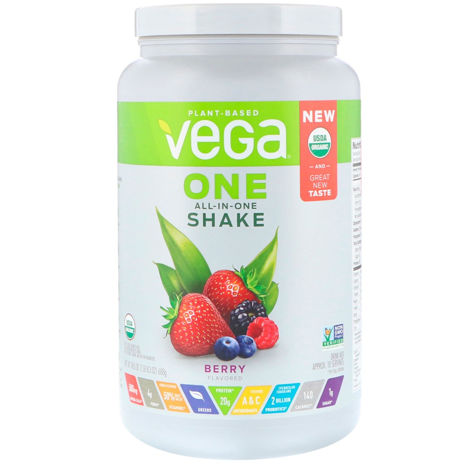 

Vega One Универсальный коктейль Ягоды 24,3 унц. (688 г)