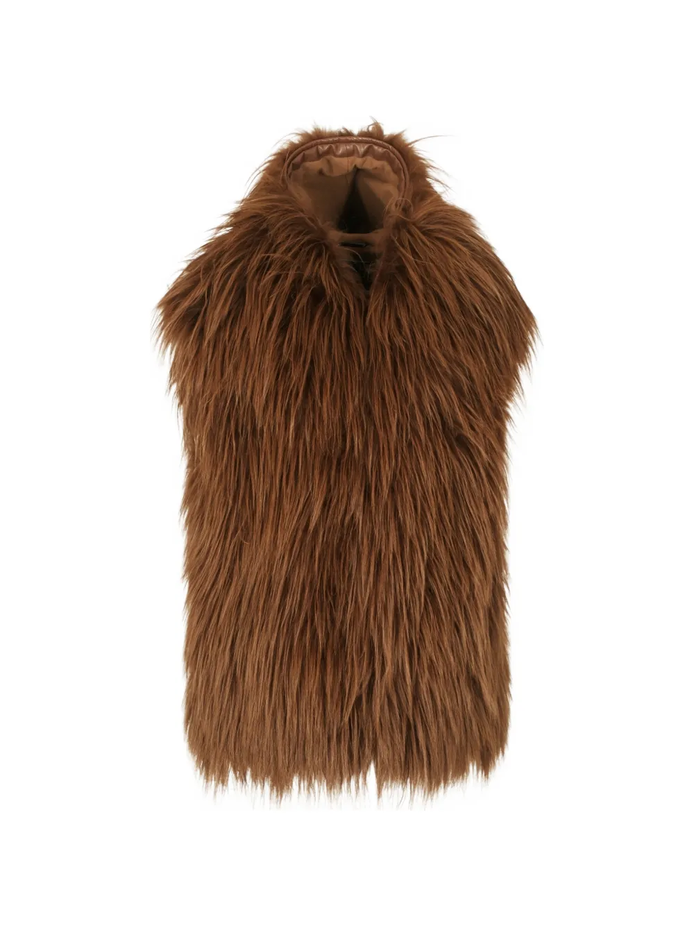 

Жилет без рукавов с меховым воротником Giorgio Armani, коричневый