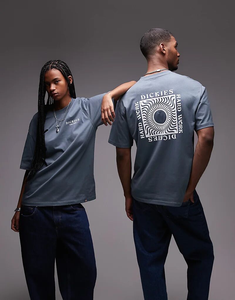 

Футболка Dickies Oatfield с графическим принтом на спине, средне-синего цвета