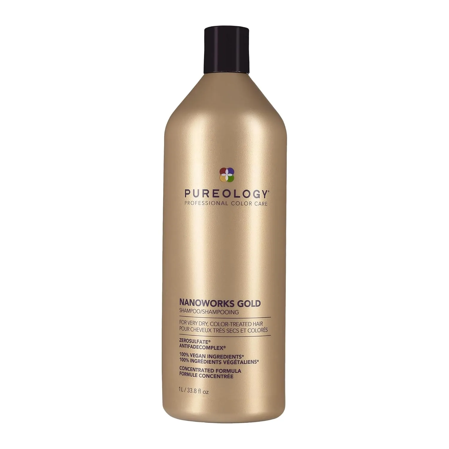 Шампунь Pureology Nanoworks Gold - для очень сухих и окрашенных волос, восстанавливает мягкость и блеск, без сульфатов и подходит для веганов. 1000 мл (1 шт.), Gold