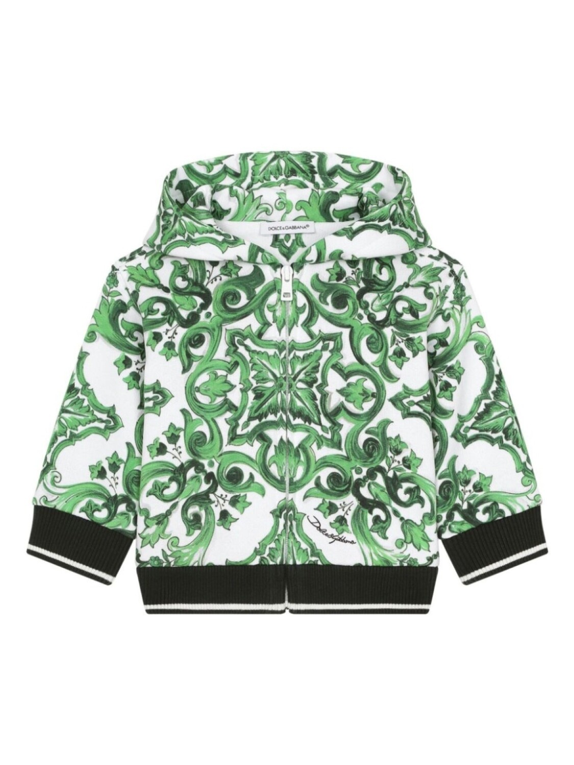 

Dolce & Gabbana Kids худи на молнии с принтом Majolica, белый