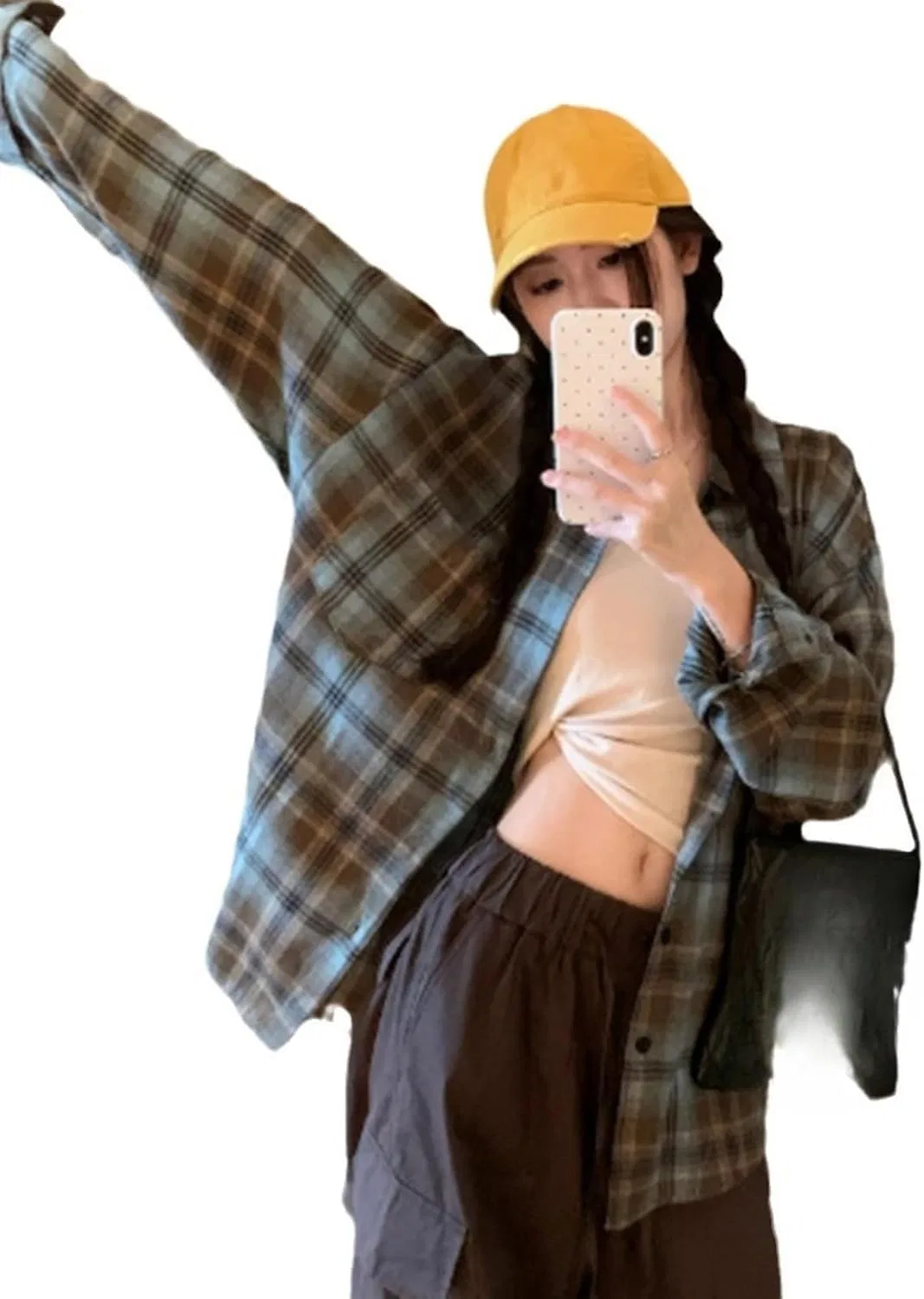 Блуза с длинным рукавом в клетку, пижамный стиль, из коллекции American Casual