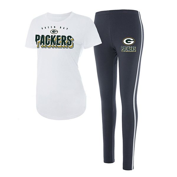 

Женский сет sonata с коротким рукавом и леггинсами concepts sport white/charcoal green bay packers Unbranded