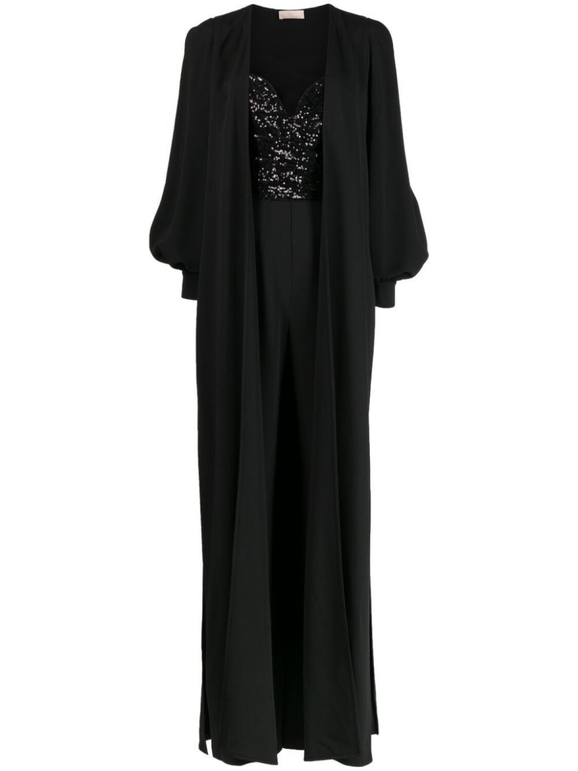 

Elie Saab комбинезон с кейпом и пайетками, черный