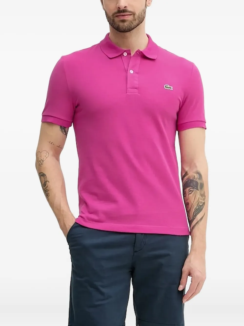 

Рубашка-поло с вышитым логотипом Lacoste, розовый