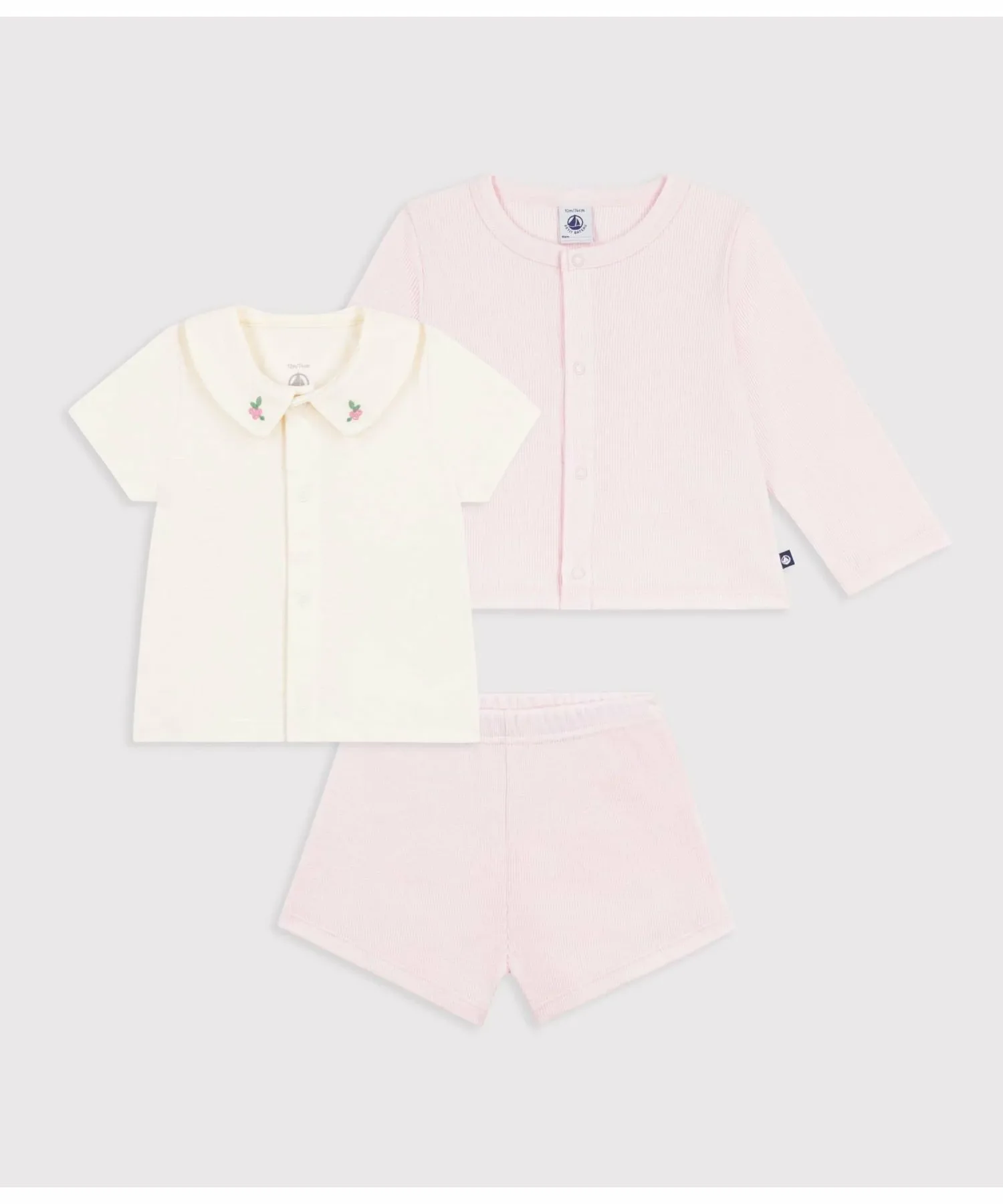 Детский хлопковый комплект из 3 предметов PETIT BATEAU, Light Pink