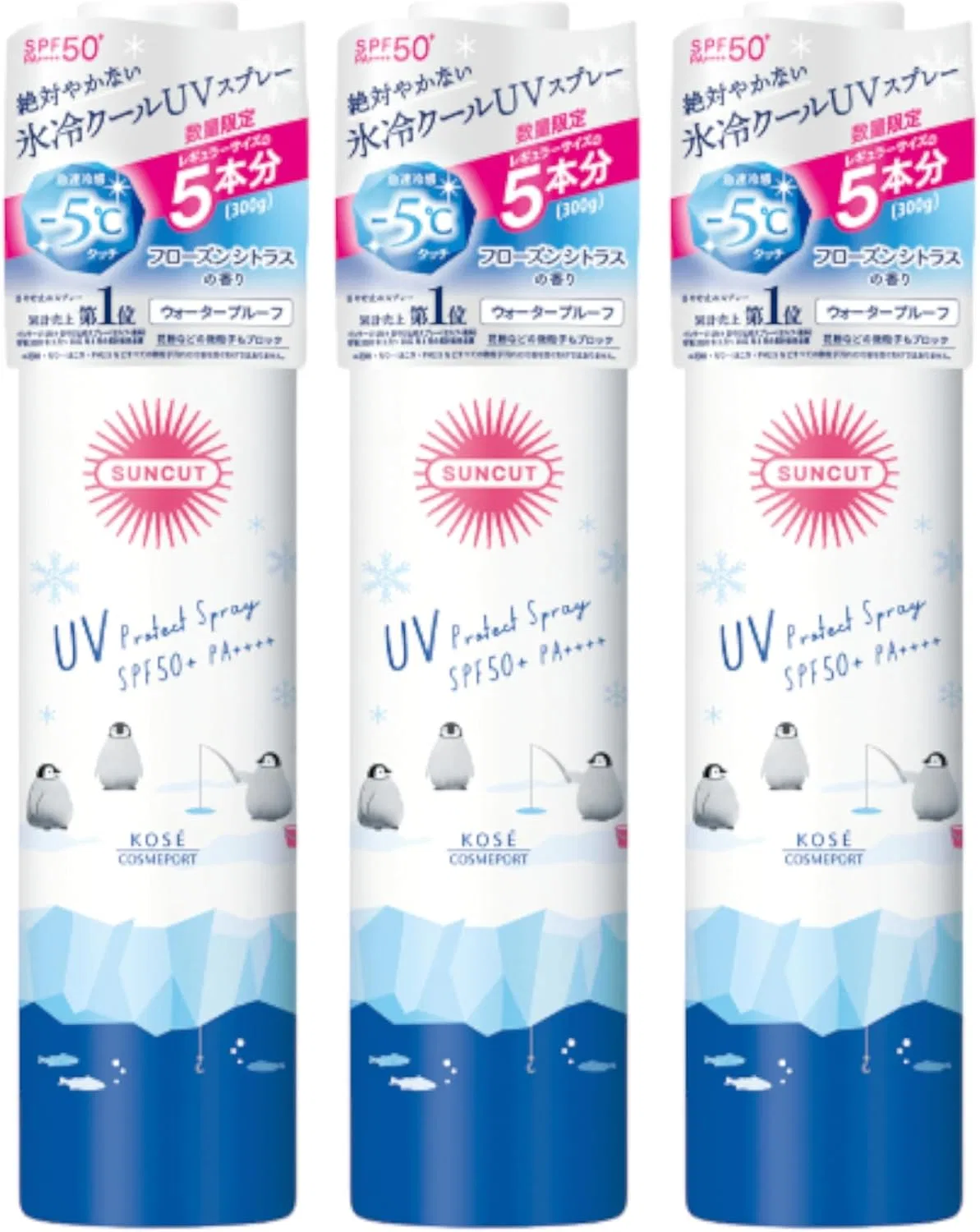 Солнцезащитный спрей KOSE Suncut Protection UV Spray SPF50+ PA++++ 300 мл, охлаждающий тип, 3 шт Generic
