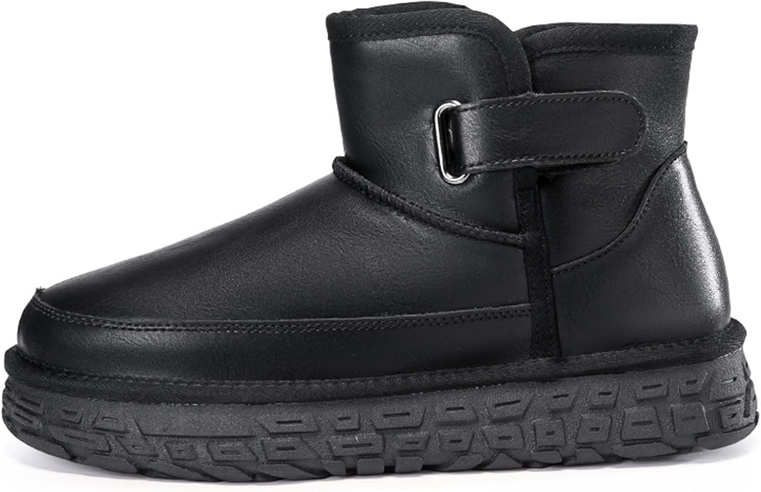 

Зимние противоскользящие сапоги с толстой подошвой и теплой меховой подкладкой, мужские хлопковые ботинки Generic, черный