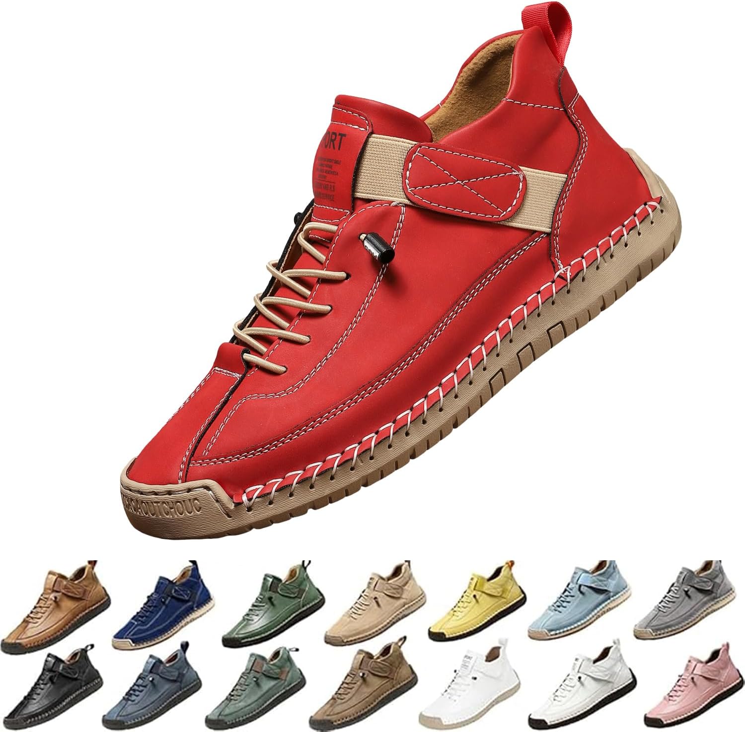 

Комфортные ортопедические кроссовки, повседневные легкие слипоны для спорта, унисекс регулируемые кожаные кроссовки Generic, красный