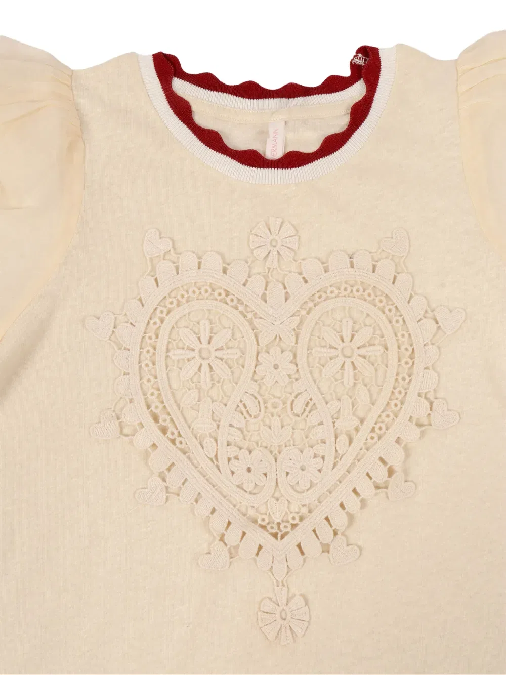 Футболка с вышитым сердцем Zimmermann Kids, нейтральный — фото 3