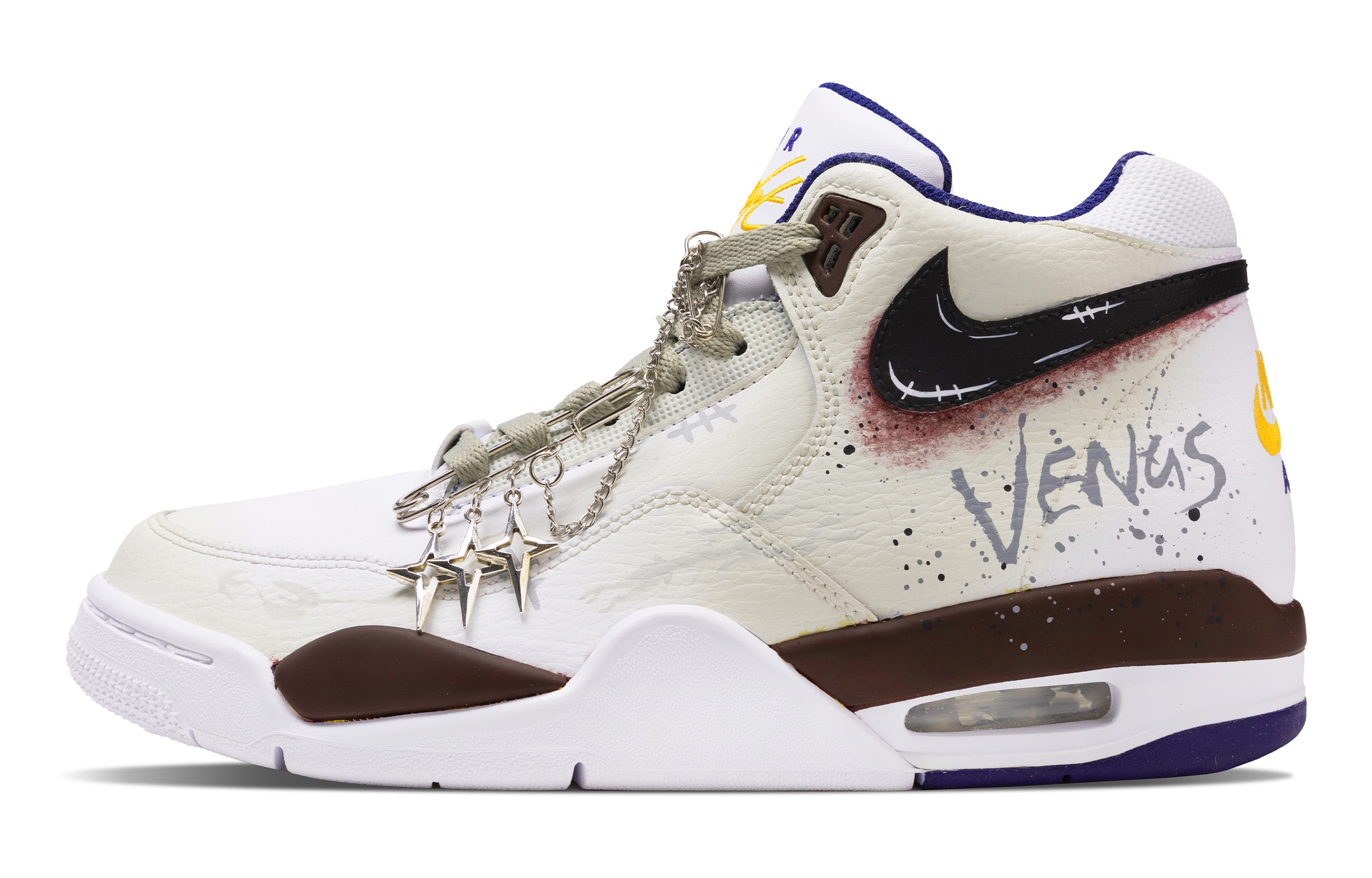 

Nike Баскетбольные кроссовки Flight Legacy Forbidden Ground с нескользящей подошвой, износостойкие, винтажные, среднего размера, белые, коричневые