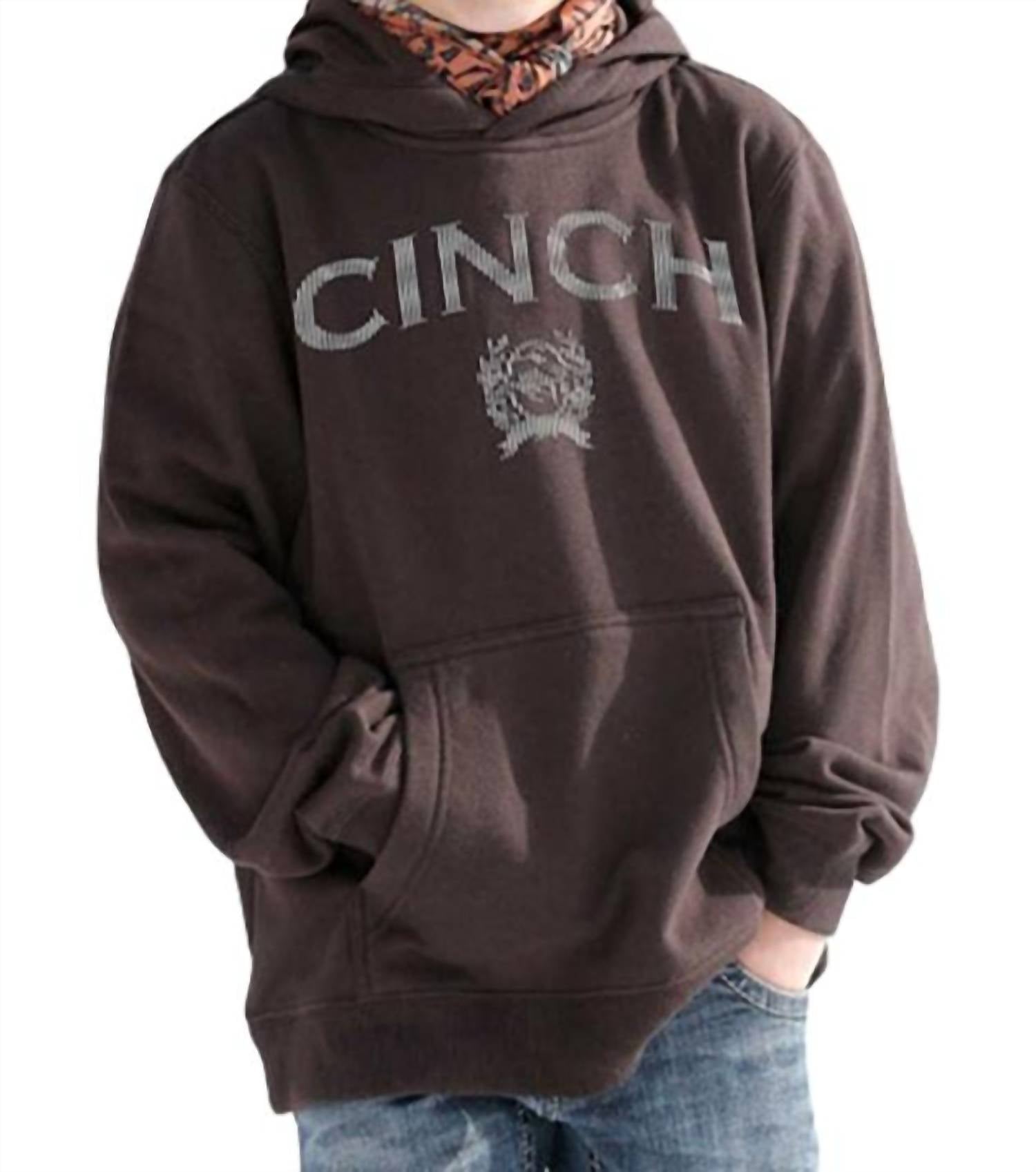 Брауновый худи с логотипом для мальчиков CINCH, коричневый — фото 2
