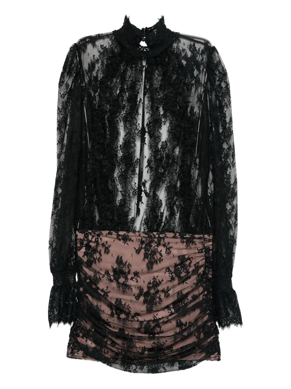 

Платье с высоким воротником и кружевной отделкой Retrofete, черный