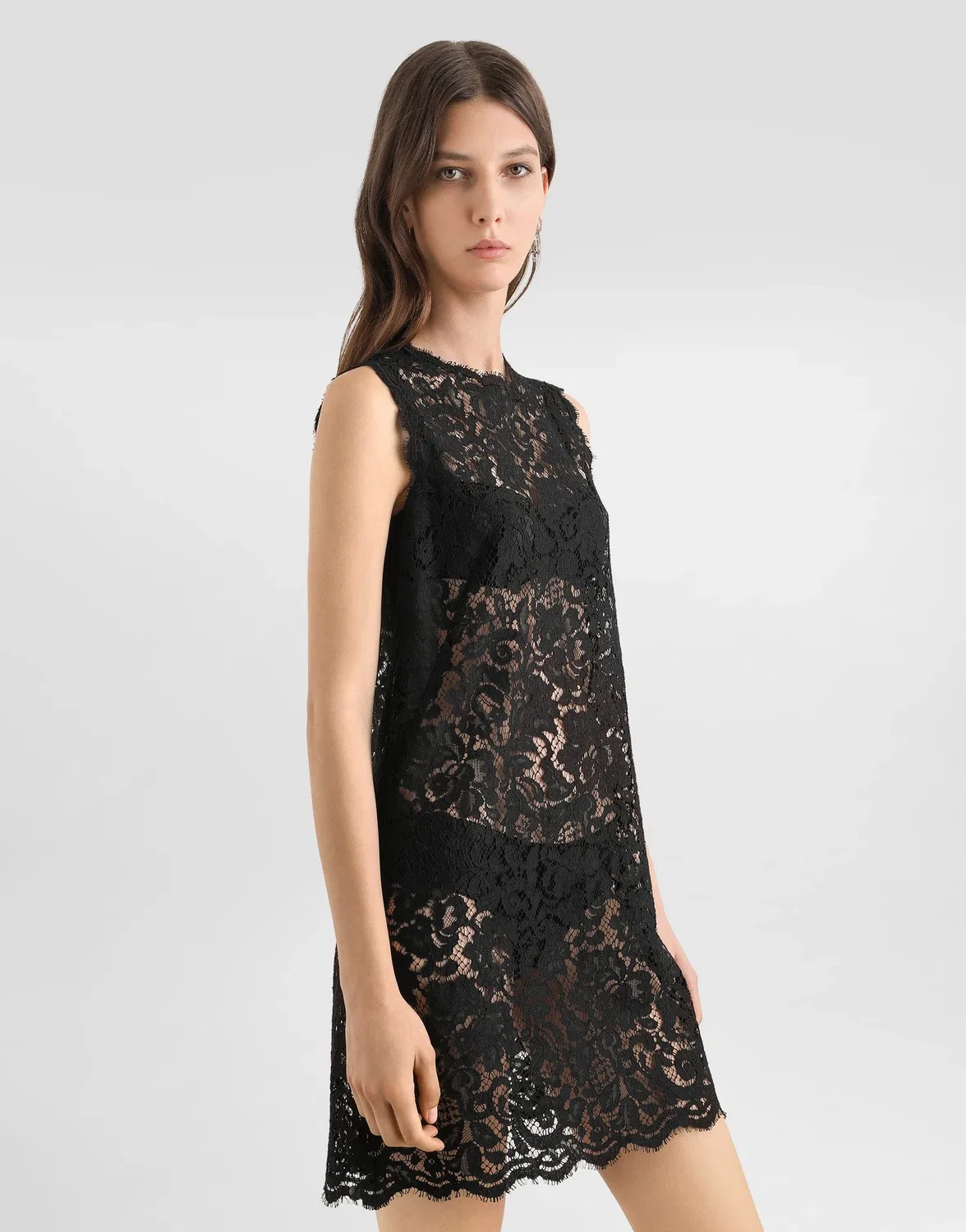 Платье из кордонетного кружева DOLCE & GABBANA, черный — фото 4