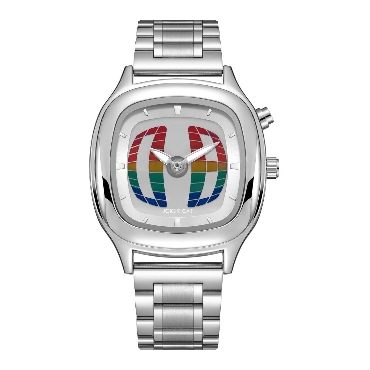 

JOKER CAT Часы с кварцевым механизмом и металлическим ремешком унисекс с серебристым циферблатом