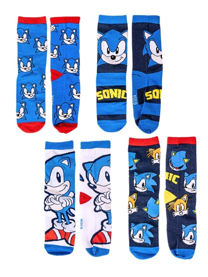 

Носки Sonic 4er - Pack Kindersocken The Hedgehog Geschenkset mit Spardose, синий