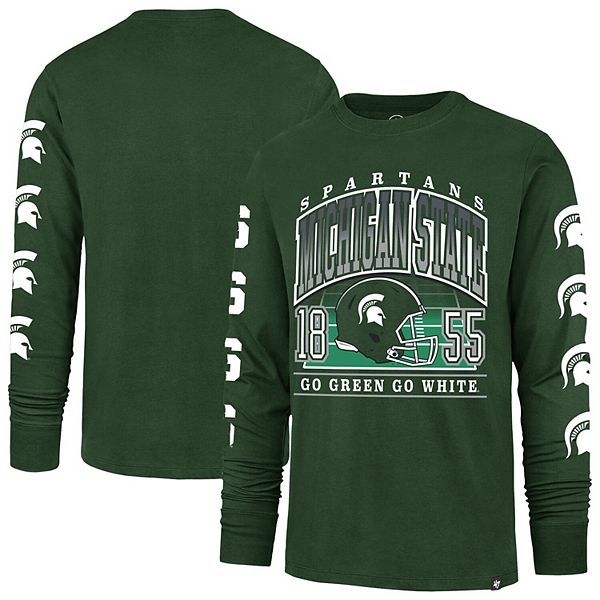 

Мужская футболка с длинным рукавом '47 green michigan state spartans go big 47 Brand