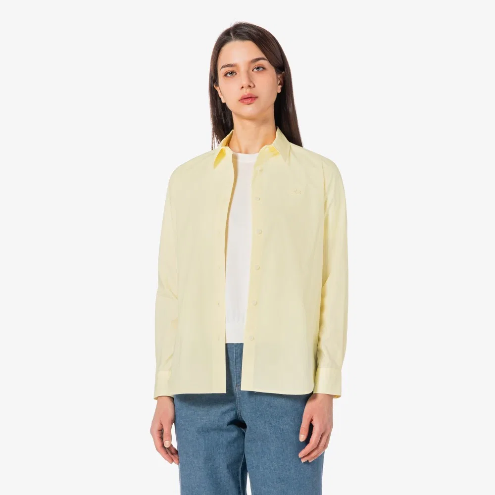 Рубашка Lacoste Поплиновая Однотонная, Светло-желтая — фото 4