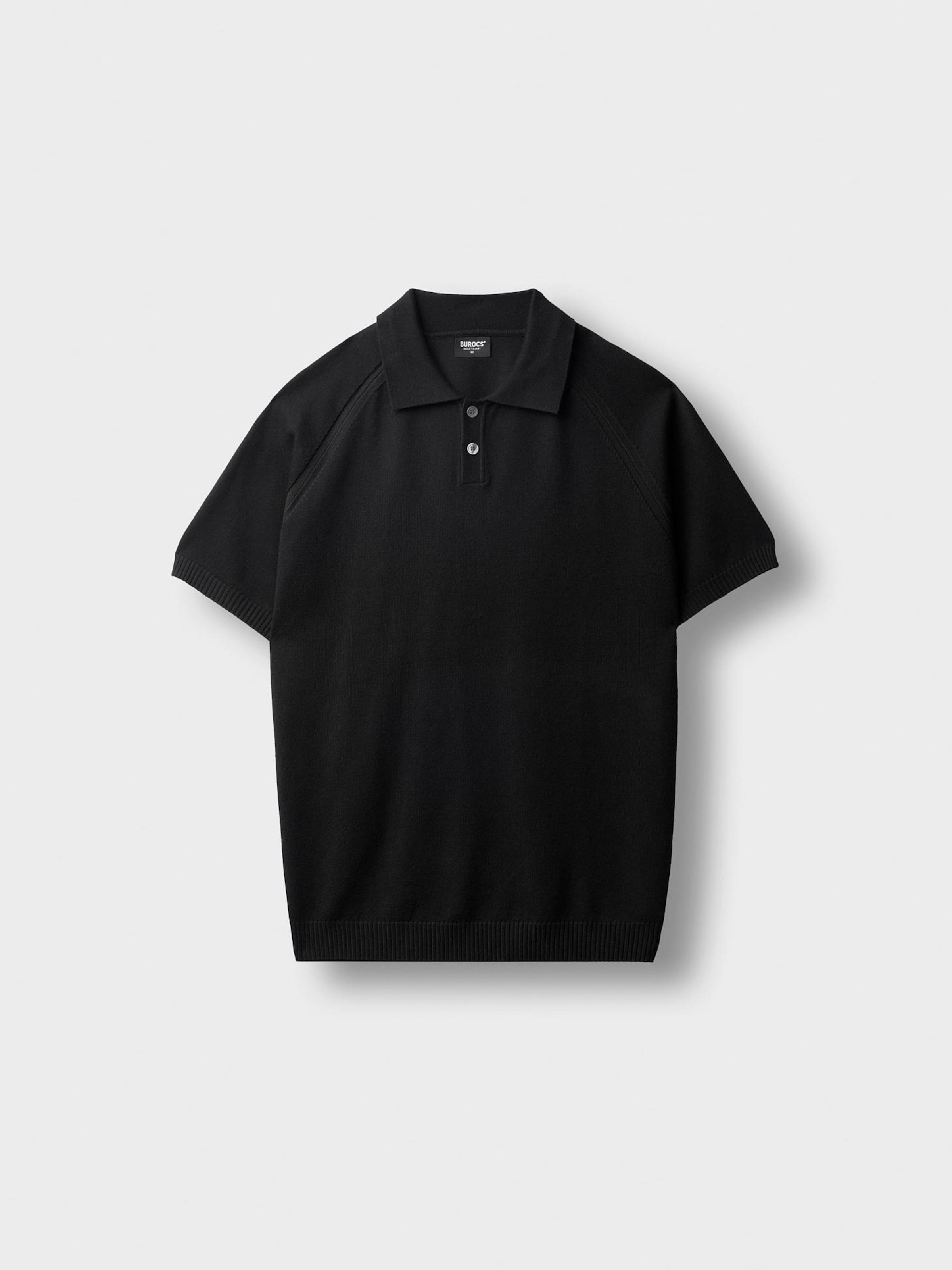 

Burocs Футболка 'Fine Knit Polo' в черном цвете