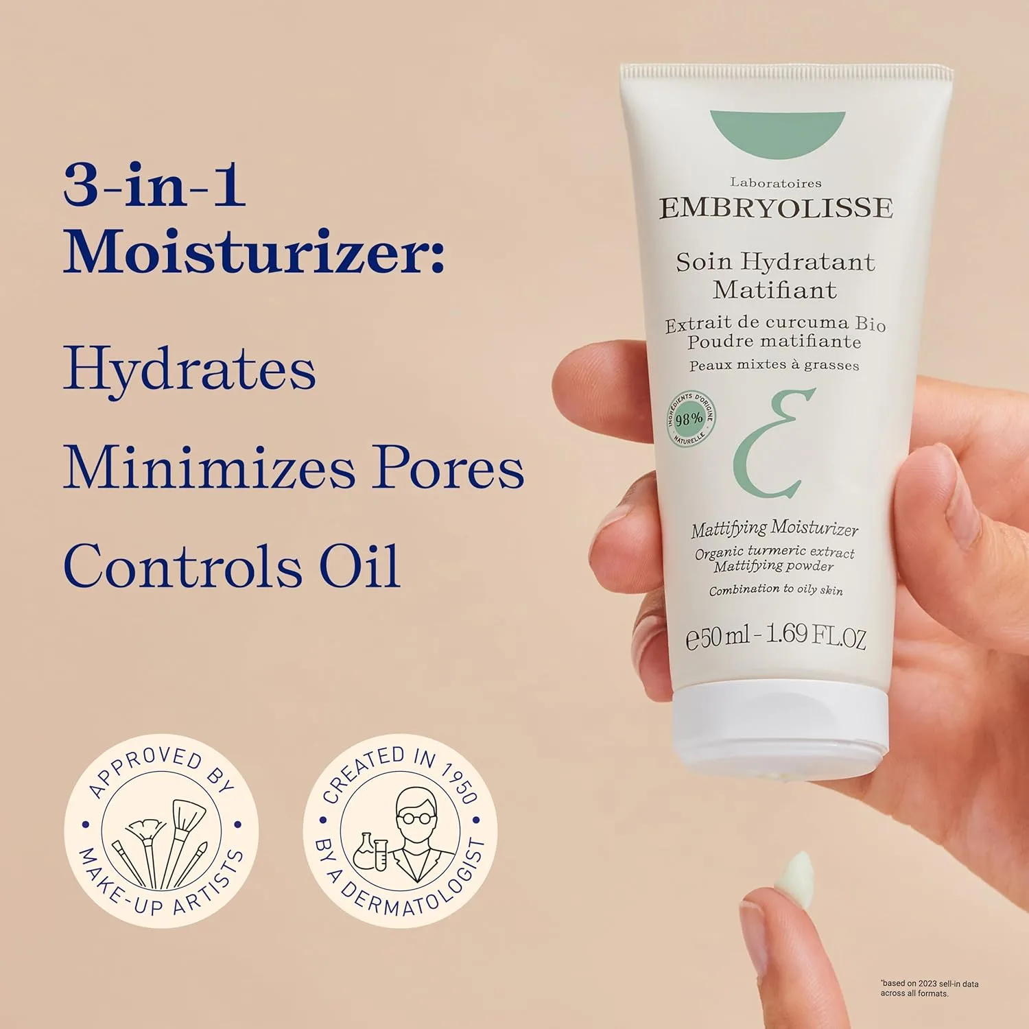 Крем для лица Embryolisse — Увлажняющий Mattifying Moisturizer с экстрактом органической куркумы для контроля, 50 мл — фото 2