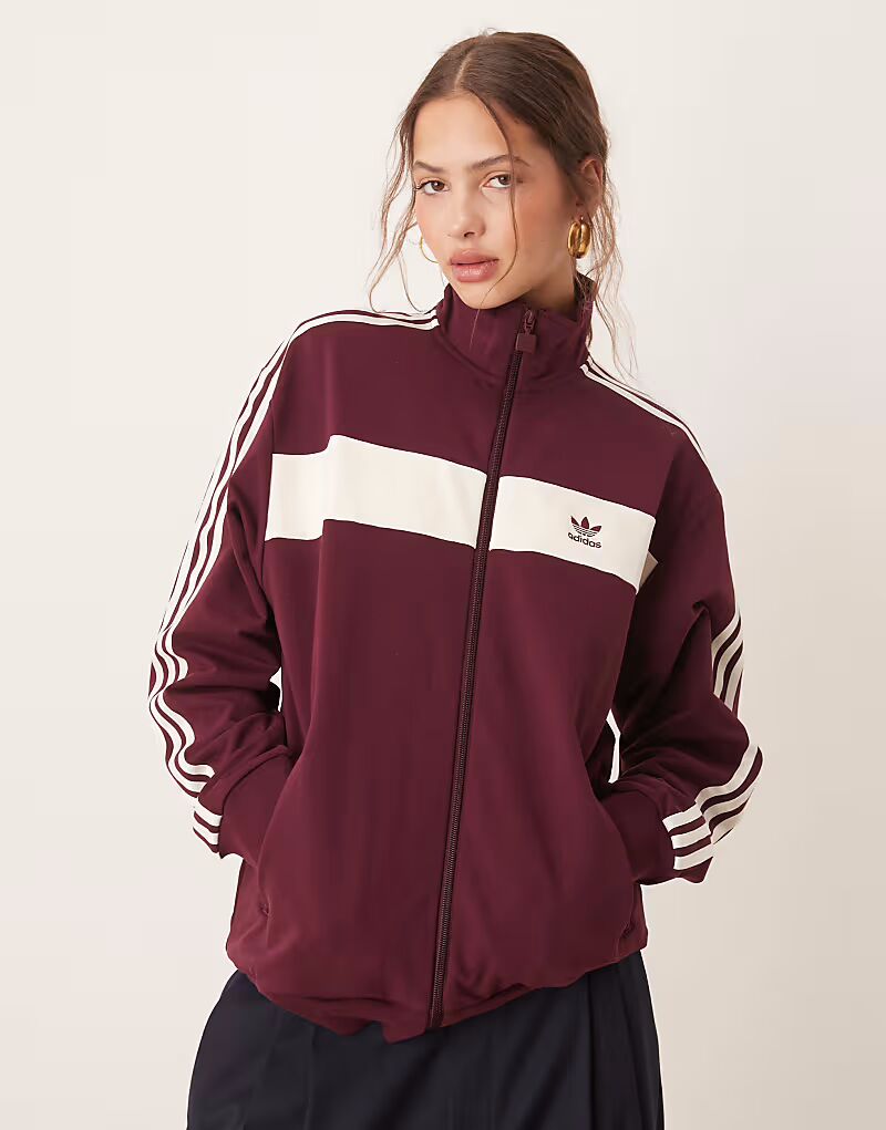 

Спортивная куртка Adidas Originals в стиле ретро бордового цвета