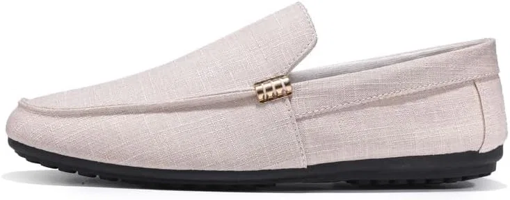 Мужские лоферы тканевые Round Toe Cloth Loafer Shoes, бежевый SayfuR — фото 2