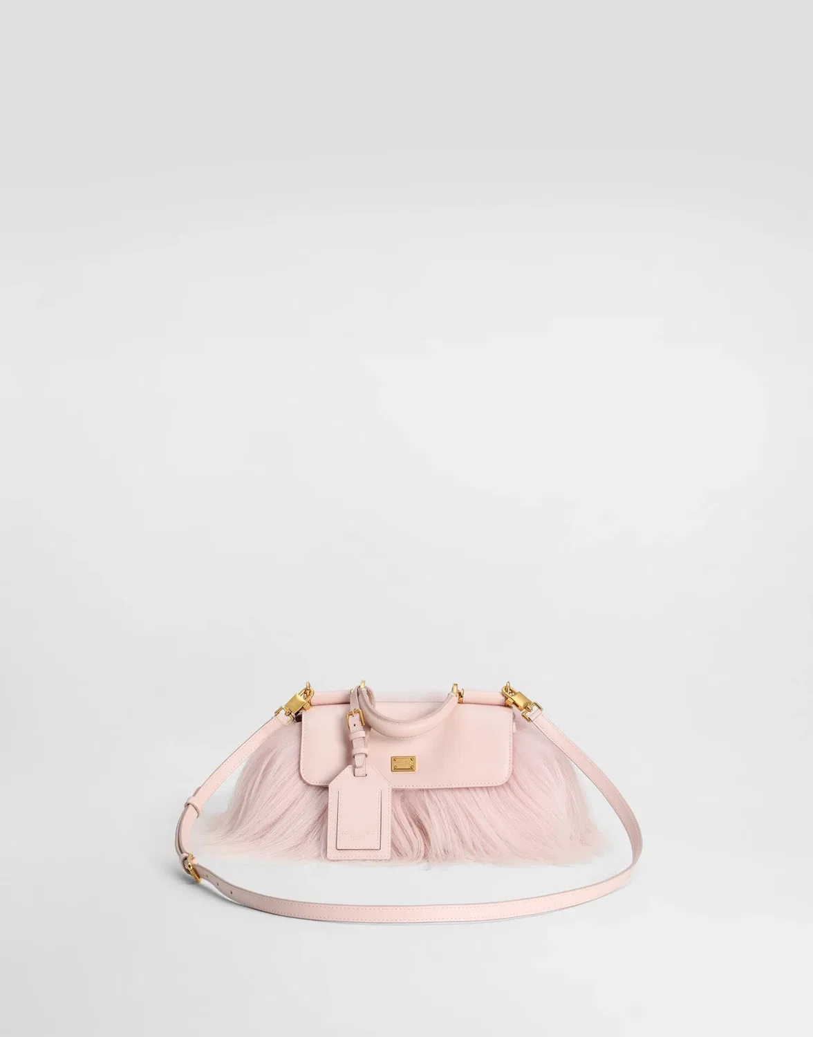 Сумка Mini My Sicily из меха длинношерстной козы и телячьей кожи плонже DOLCE & GABBANA, белый
