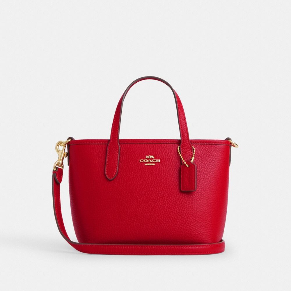 

Городская мини-сумка-тоут COACH, цвет gold/bold red