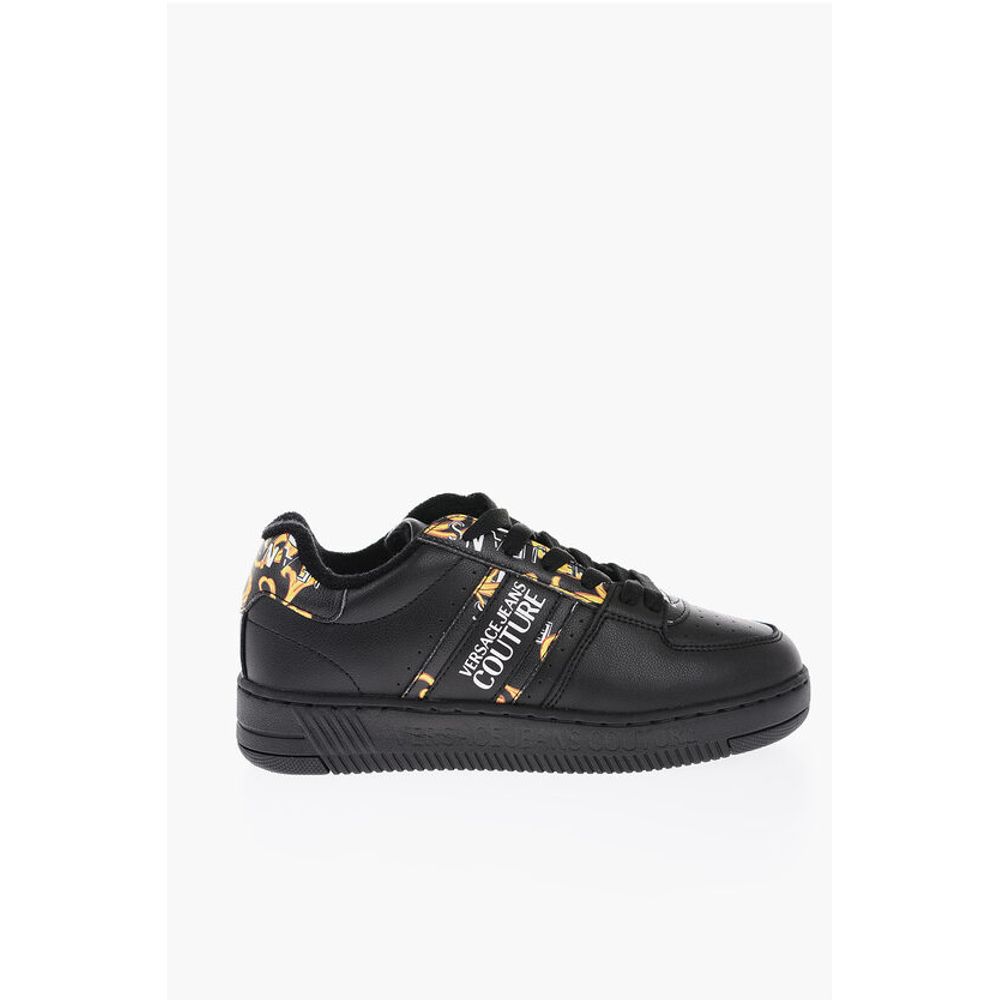 Кроссовки JEANS COUTURE из кожи MEYSSA с низким верхом и принтом Baroque M Versace, Black — фото 3
