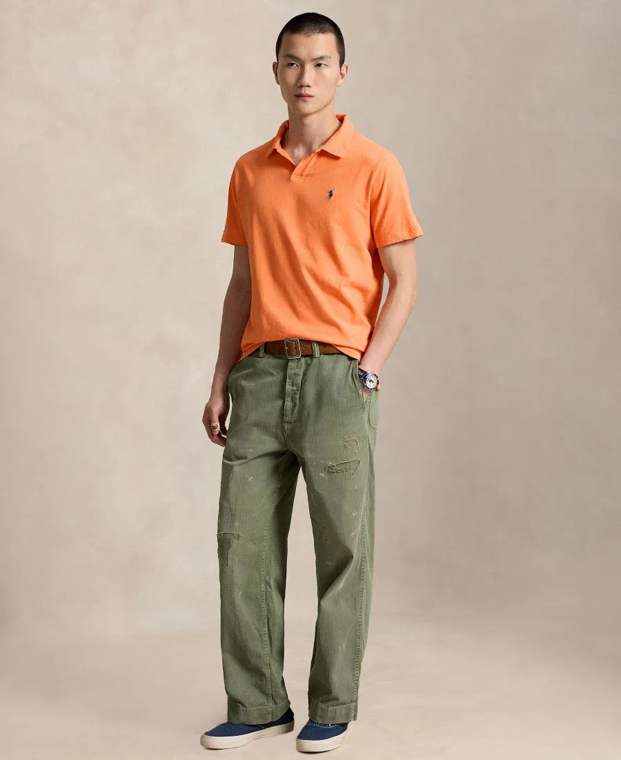 Поло из хлопка и льна стандартного кроя Polo Ralph Lauren, оранжевый — фото 2