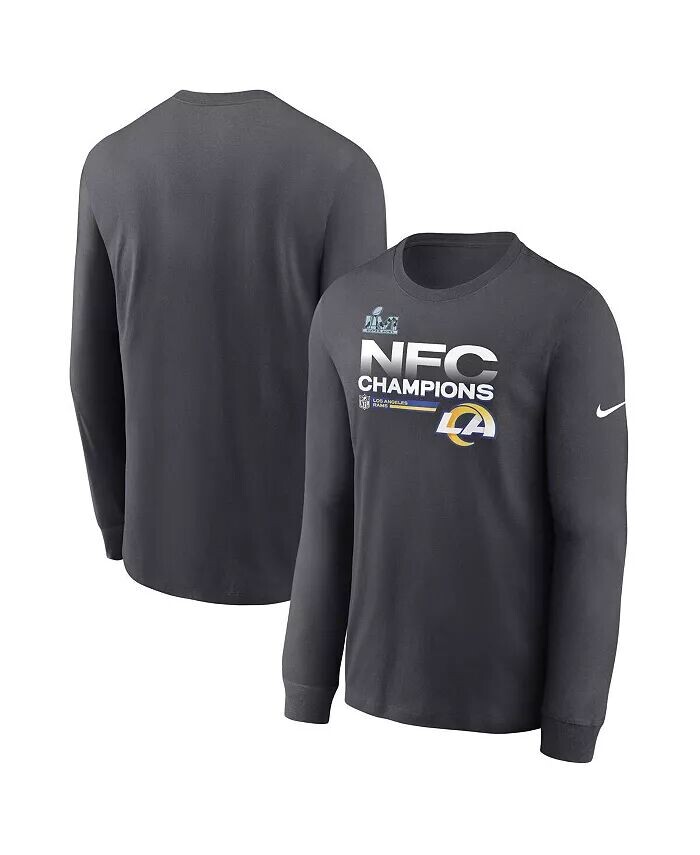 

Мужская футболка с длинным рукавом цвета антрацит Los Angeles Rams 2021 NFC Champions Locker Room Trophy Collection Nike