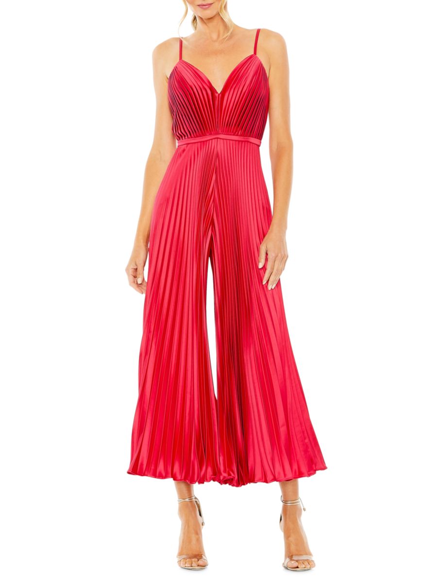 

Укороченный плиссированный комбинезон с широкими штанинами Mac Duggal, цвет Cranberry