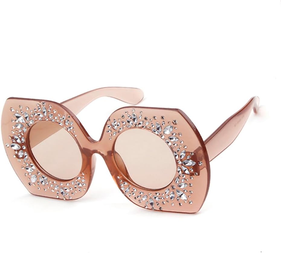 

Винтажные шестиугольные солнцезащитные очки для женщин, увеличенного размера, с градиентным переходом цвета (красный и синий), со стразами, защита от ультрафиолета UV400 VFDHN, C4