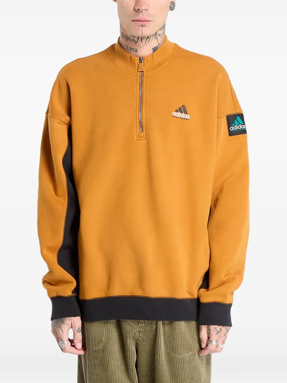 Свитшот на молнии до половины Adidas, коричневый — фото 3