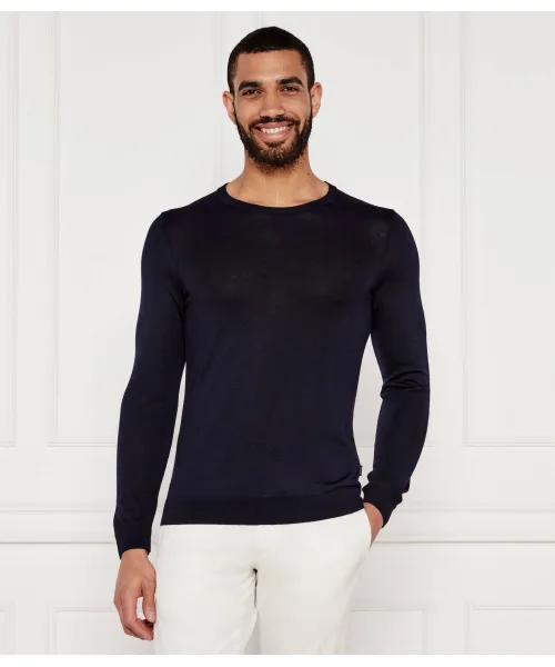 

Шерстяной свитер с перевивочным переплетением Slim fit Boss, синий