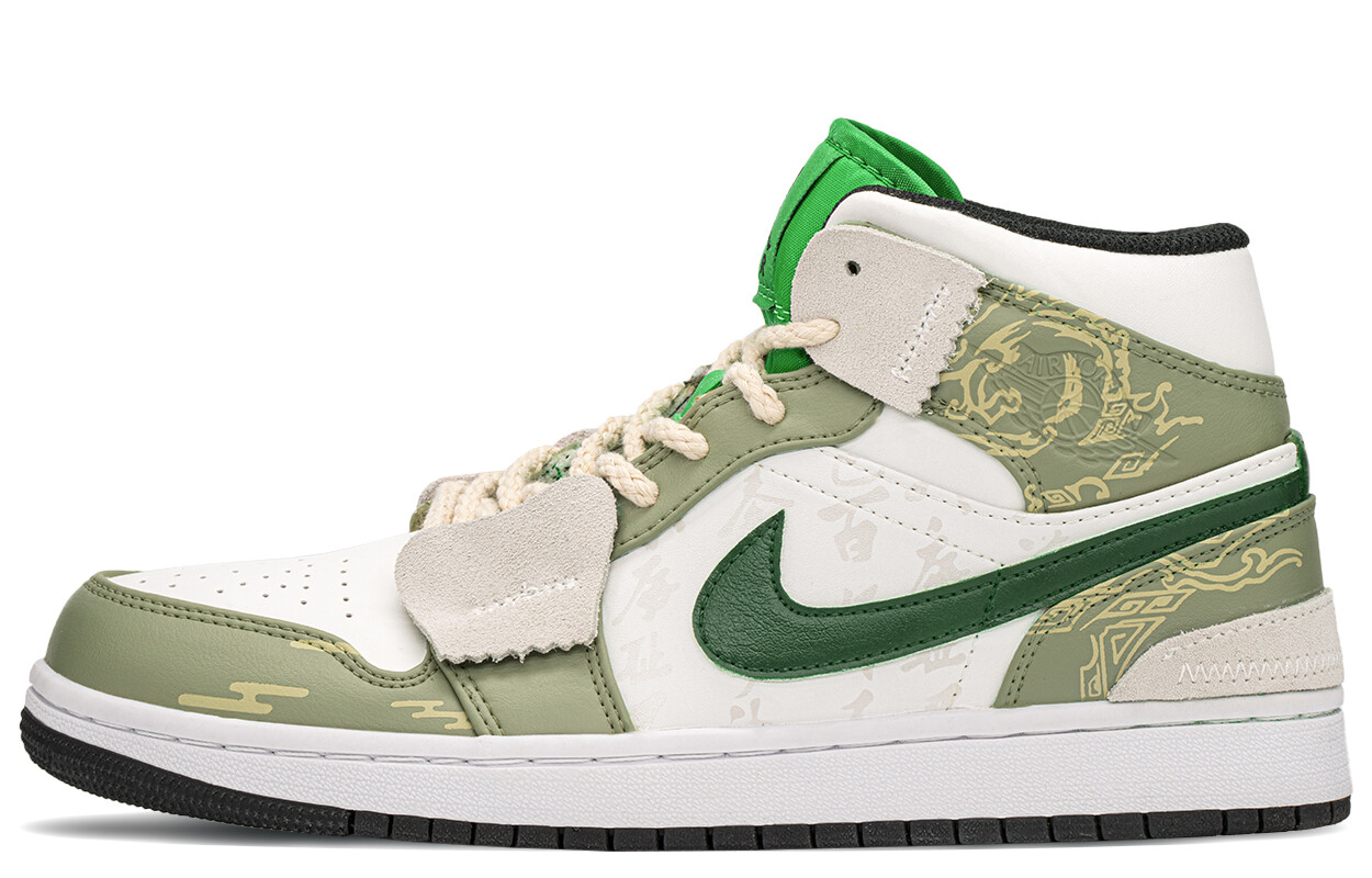 

Кроссовки Air Jordan 1 Vintage Basketball Shoes Men Mid-top White/Green/Cyan/Copper, зеленый