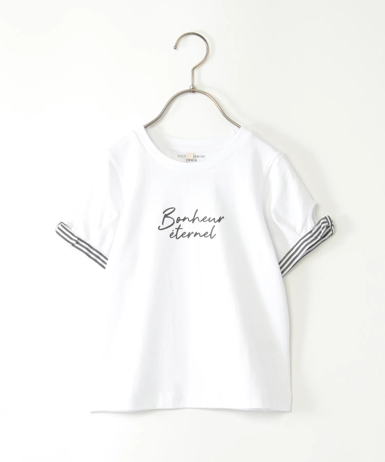 Детская футболка с лентами на рукавах ikka Ribbon T off-white — фото 2