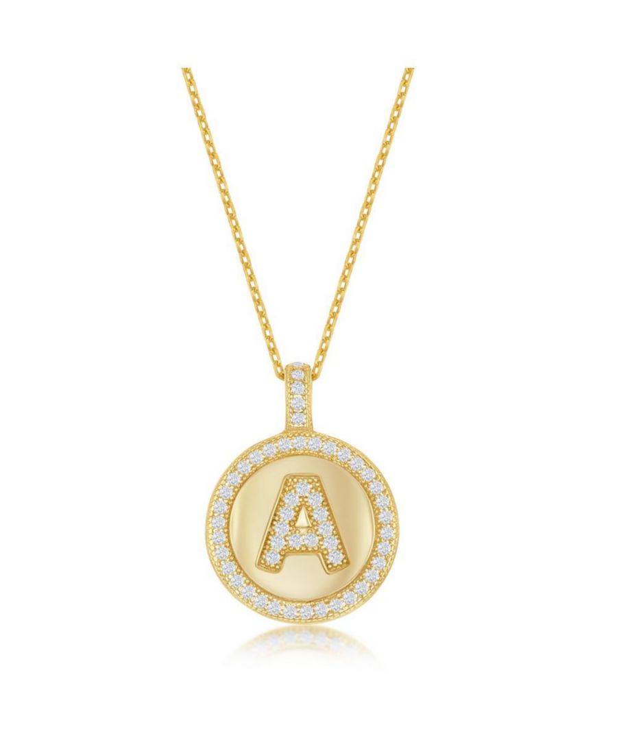 

Колье из стерлингового серебра с золотым покрытием и микропаве из циркония в форме круга с инициалами Simona, Gold a