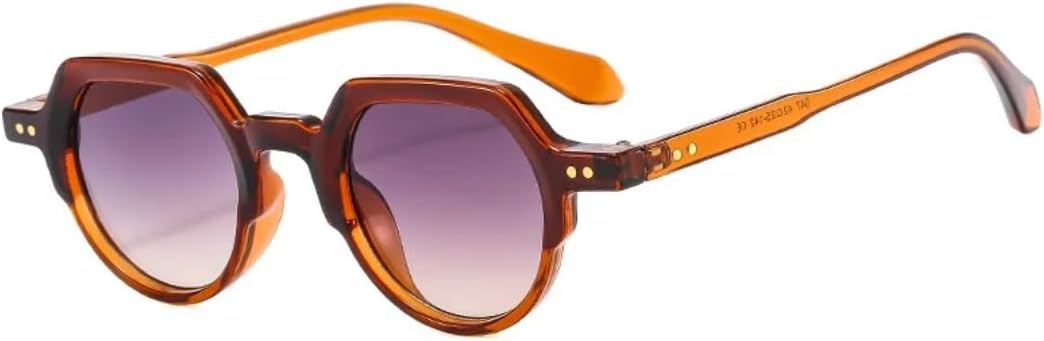 

Модные маленькие солнцезащитные очки неправильной квадратной формы для женщин, ретро круглые с прозрачными линзами цвета океана, защита от УФ-излучения UV400 для мужчин, с заклепками, в стиле панк UATXTAU, Tea