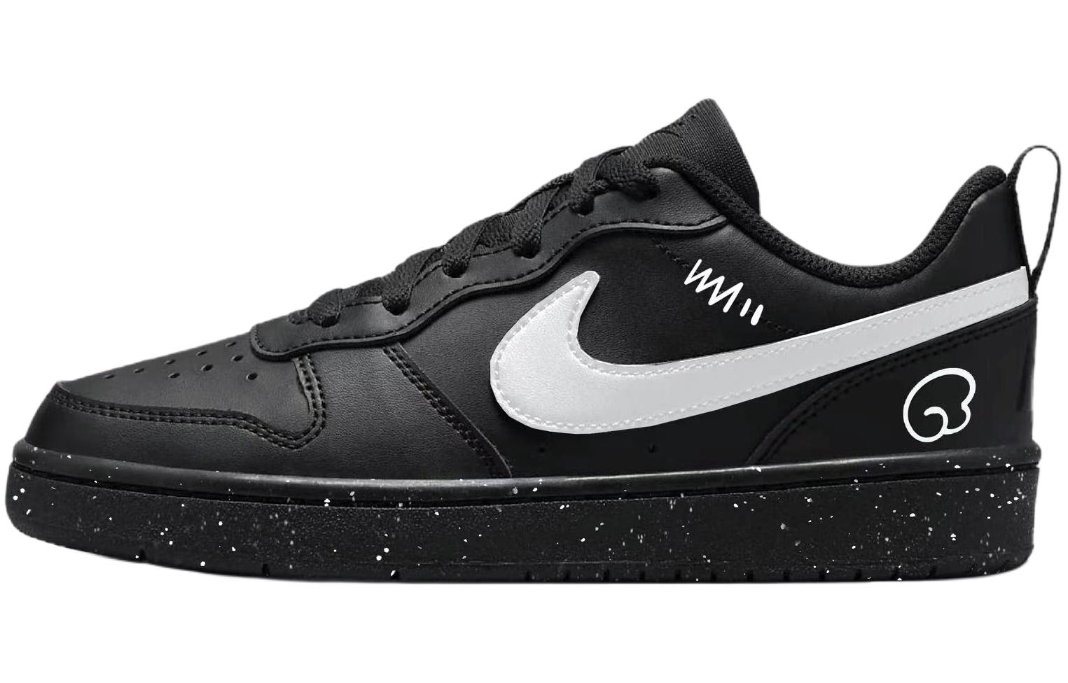 

Nike Кроссовки для скейтбординга Court Borough Ink White Star Dot Low top Kids' Skateboarding Shoes черные белые для подростков
