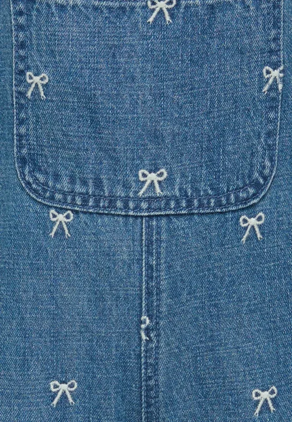 Комбинезон прямой Kmgsienna bow straight overall dungarees Only Mini, джинсовый голубой средний — фото 3