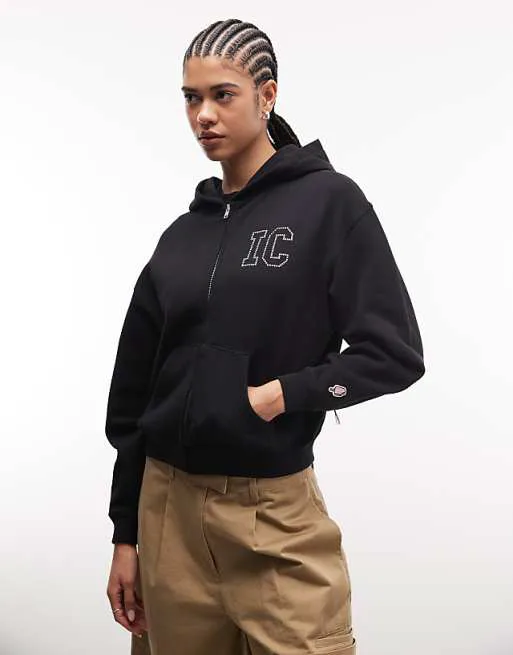 

Черный худи на молнии с логотипом ICECREAM